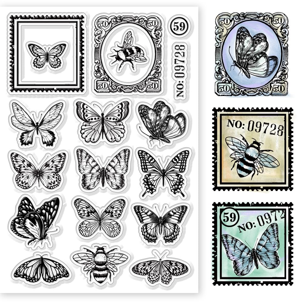 Tampons Transparents GLOBLELAND - Motifs Insectes Vintage - Pour Scrapbooking Et Cartes Artisanales