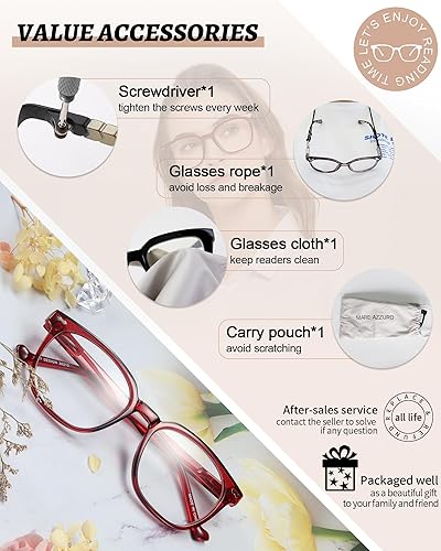 Miniatura 6 de MARE AZZURO Gafas de lectura de gran tamaño para mujer, lectores cuadrados grandes 1.0 1.25 1.5 1.75 2.0 2.25 2.5 2.75 3.0 3.5 4.0 5.0 6.0
