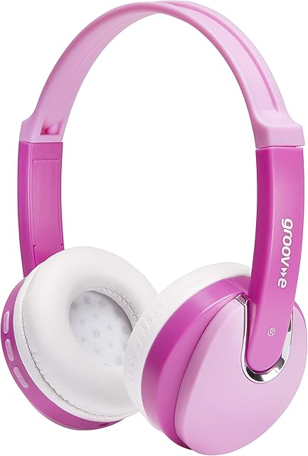 Groov-e GVBT590PK Bluetooth DJ Style Wireless On-Ear Headphones for Kids with 7.5 Hours Playback, Soft Earpads, Hands-Free Mic and Audio-Sharing Port - Pink, 24.0 cm*7.7 cm*18.2 cm