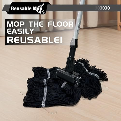 Miniatura 59 de Cabezal de trapeador de limpieza industrial húmedo de alta resistencia, repuesto de cabezal de trapeador de algodón perfecto, lavable de algodón