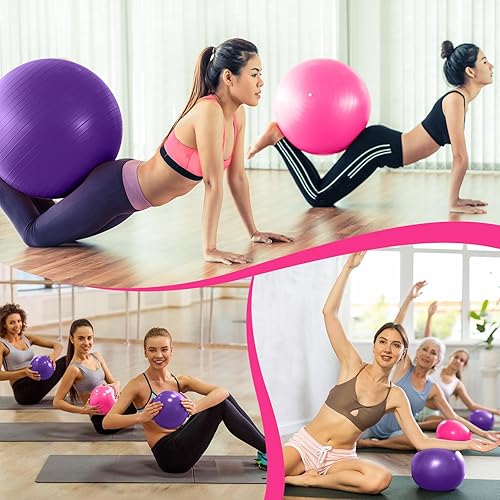 Miniatura 3 de 4 pelotas de ejercicio de yoga, pilates, embarazo, parto, fitness, 26 pulgadas, 9 pulgadas, con bomba rápida, antiestallidos para estabilidad,