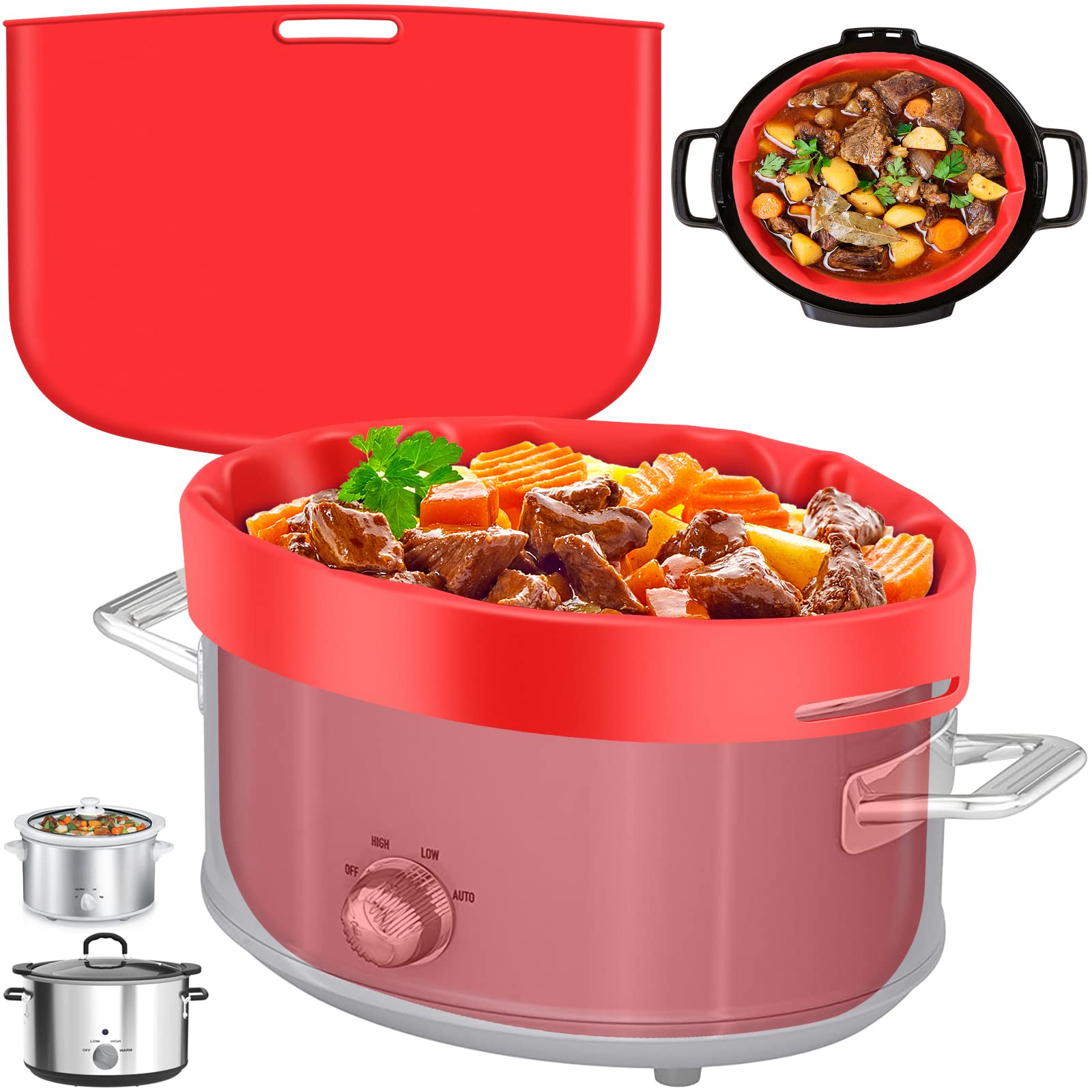 Silicone Slow Cooker Liners Bags-Compatible with Crock Pot 6 QT, Easyjoy For Crock Pot Liners Reusable Divider Bags Fit For 6 Quart Oval & Round Slow Cookers, Leakproof Dishwasher Safe BPA Free, 1PCS