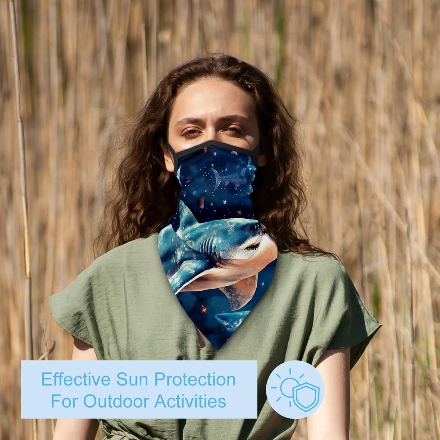 4 Pack Starry Sky Shark Neck Gaiter Face Scarf Cover Sun Protection Balaclava Cloth Bandanas with Ear Loops