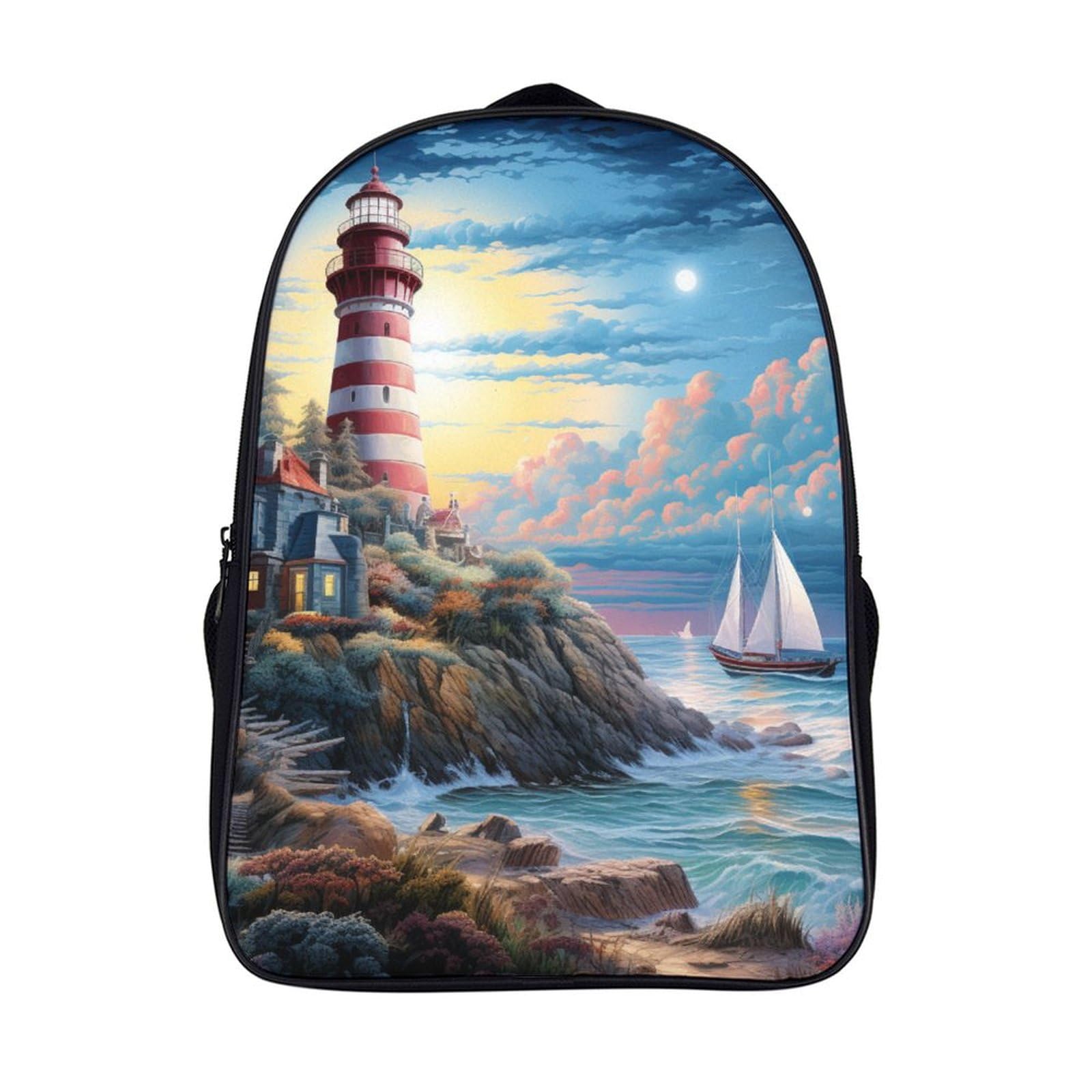 XIAOCHENG Lighthouse Escolar Mochila Entre Mochila Estampada Bolsa De Impermeable Respirable Material De Lienzo Poliéster Para Niños Niñas Estudiantes Adolescentes 40x28x16cm