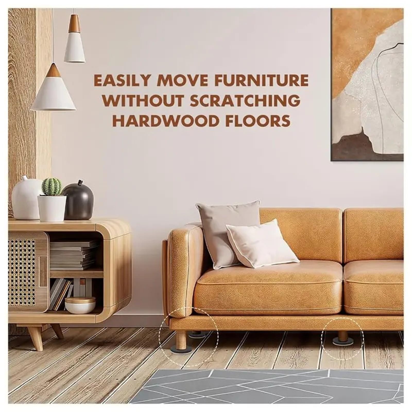Fieltro Adhesivo Protectores de Piso Deslizadores Muebles plástico Fieltro | Paquete de 16 unidades de 3,5 pulgadas for alfombras de madera dura y electrodomésticos pesados