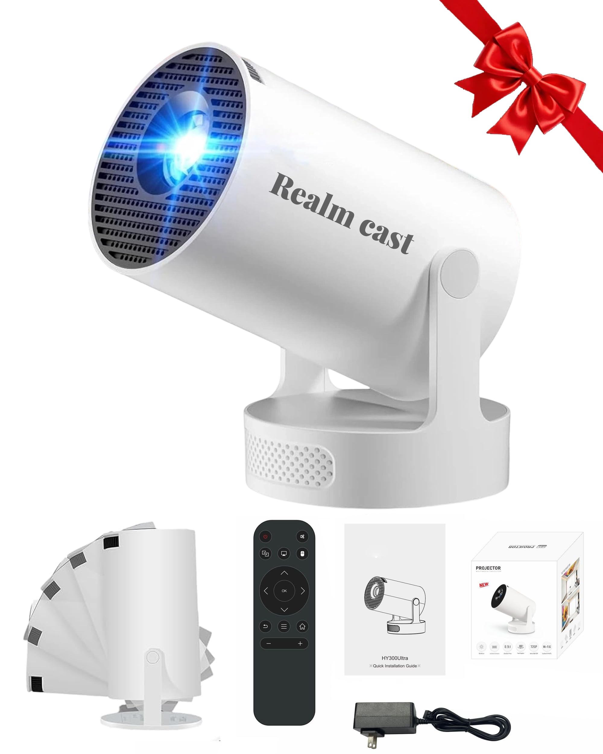 Projector – Book Projector, Portable Projector, Mini Projector with Wifi and Bluetooth, 4k Projector, Auto Keystone, Low Latency & 180° Rotation Projector for Bedroom