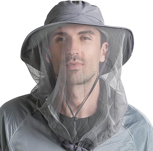 Peicees Sombrero de red para hombres y mujeres, sombrero de pesca de aventura, sombrero de safari para caza, camping, senderismo