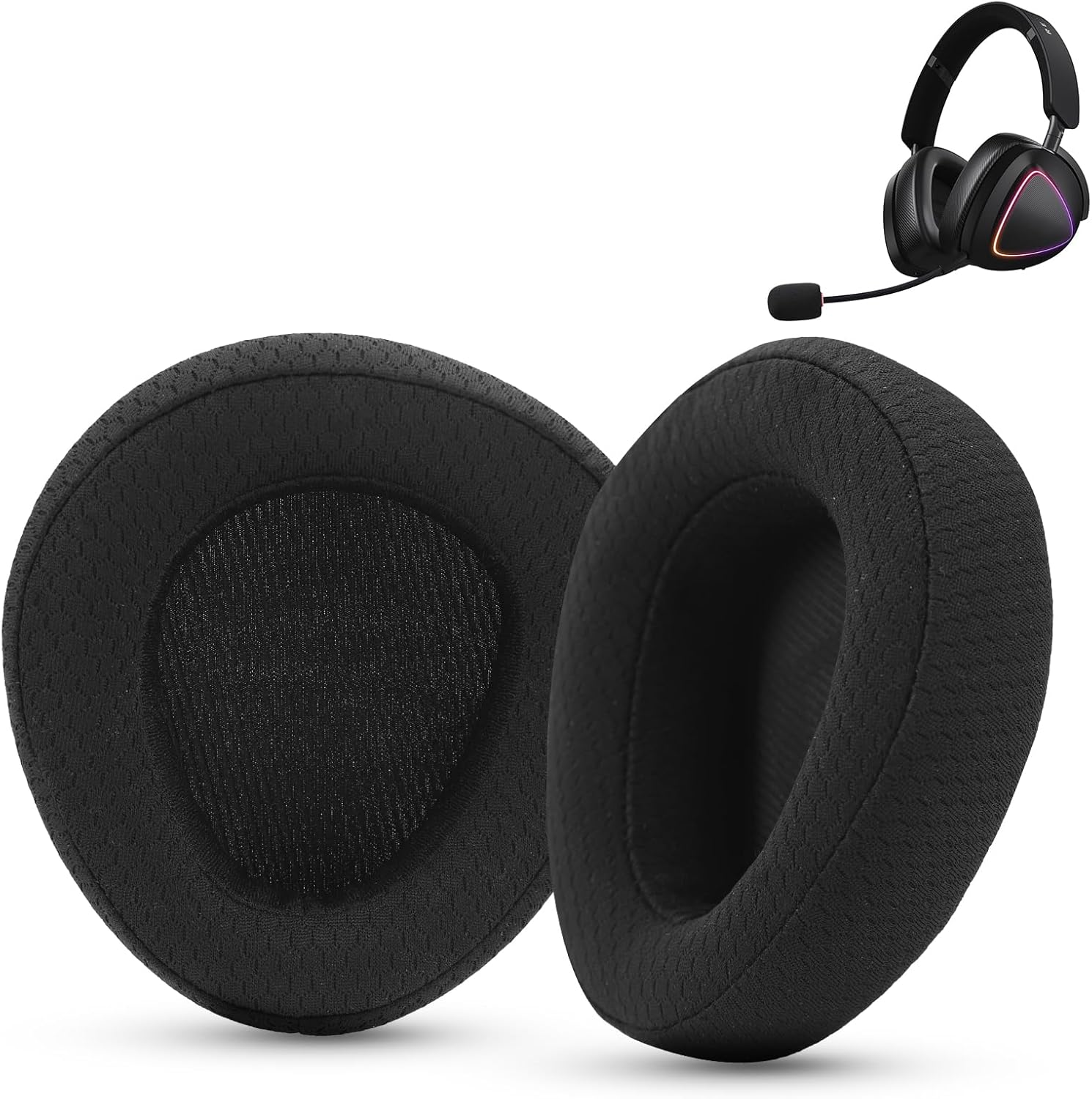 Ear Cushions Replacement Pads Compatible with ASUS ROG Delta II Headset, Breathable Mesh Earpads with Memory Foam (Mesh Fabric-Black)