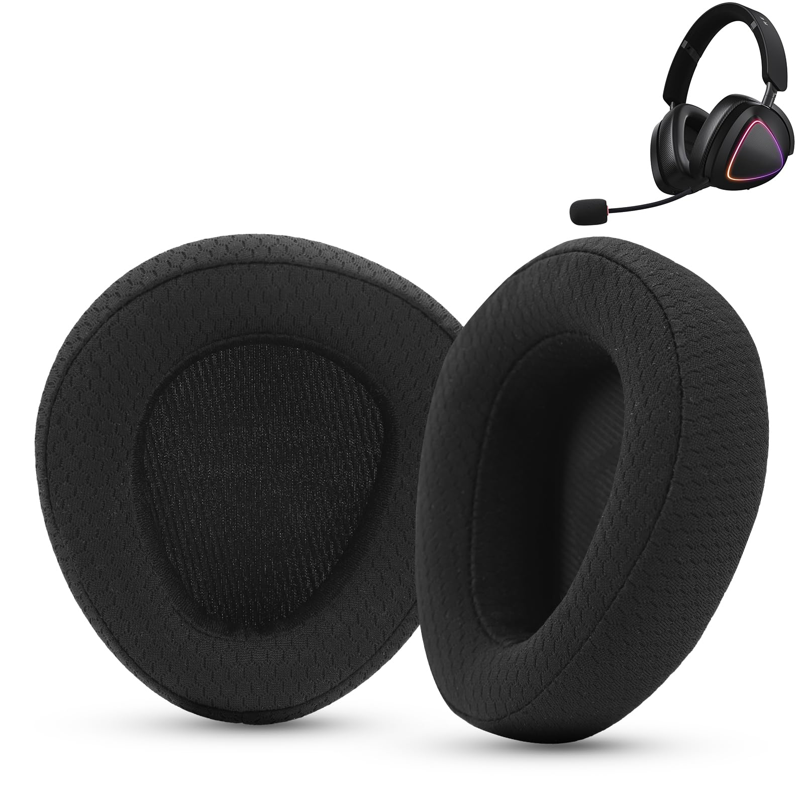Almohadillas para auriculares de repuesto suave, almohadillas de malla transpirable con espuma viscoelástica, color negro