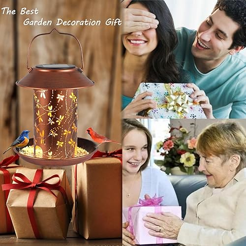 Miniatura 4 de Comederos de pájaros para exteriores, libélula, faroles solares para exteriores, impermeables, decoración de jardín, cumpleaños, para mujeres, mamá,