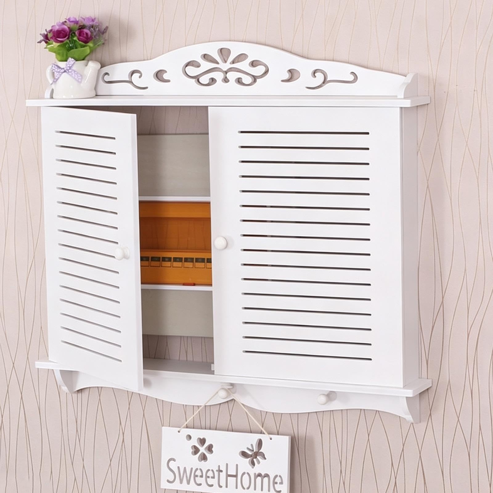 Tapa Contador Luz Decorativa Blanco con Repisa de Almacenamiento