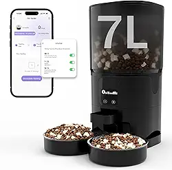 Automatico Pet Alimentador para Gatos com Caes - 7L Comedouro Automático para 2 Cat - 2.4G WiFi Automatic Feeder para Inteligente Programavel APP - Smart Racao Dispenser de Gato com Cães