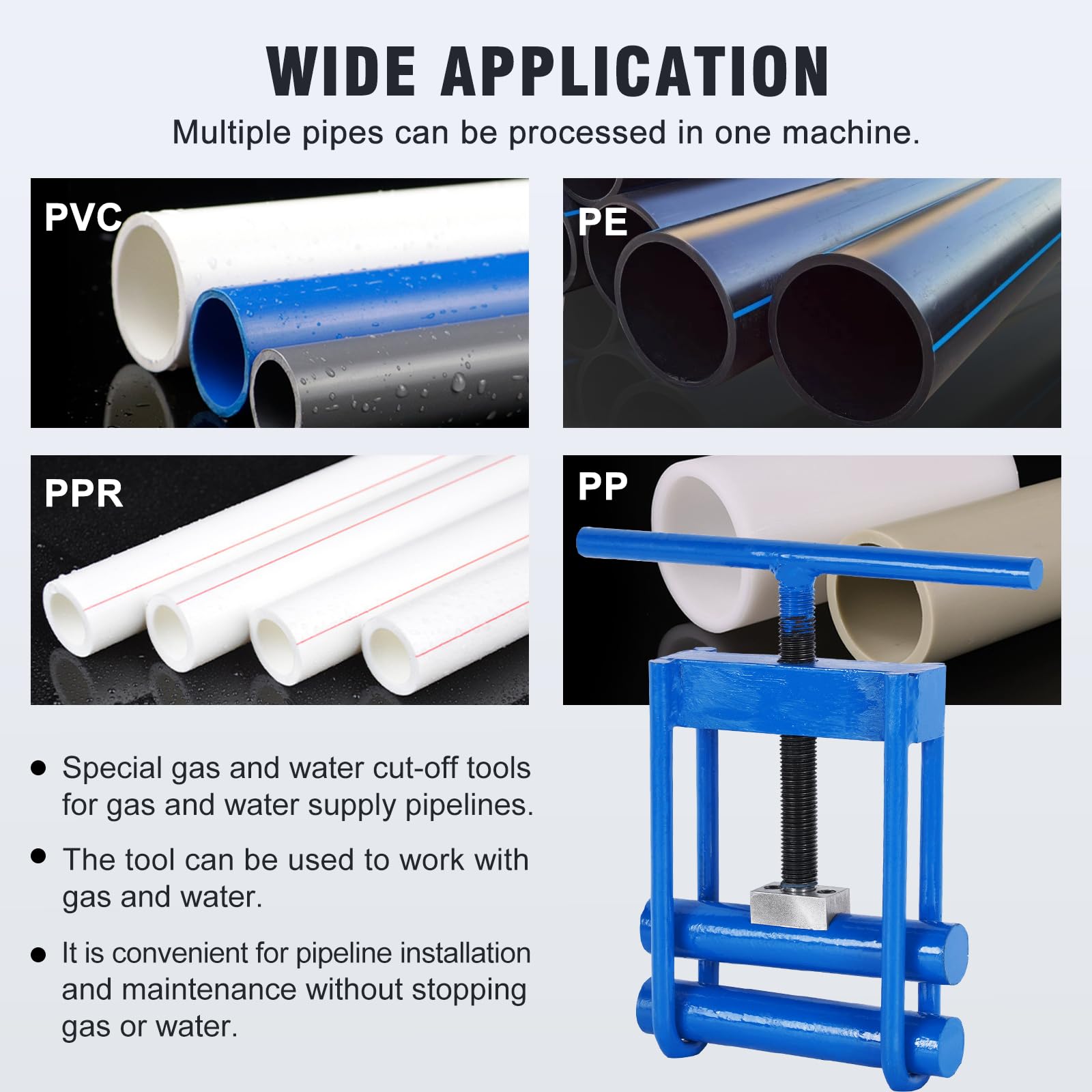 YUCHENGTECH Attrezzo di Chiusura a Compressione per Tubi 0-32 MM Strumento di Arresto Regolabile per Gas e Acqua per PE, PPR, PVC, PP Manutenzione dei Tubi