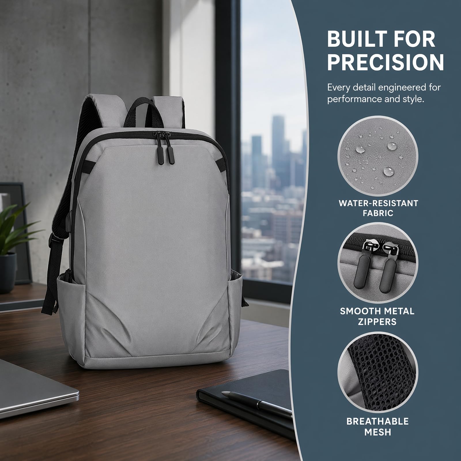 16-calowa wodoodporna plecaka na laptop Oxford, lekka torebka dzienna do pracy, zakrzywione paski Multi Pocket Casual Workbag dla mężczyzn i kobiet,Black