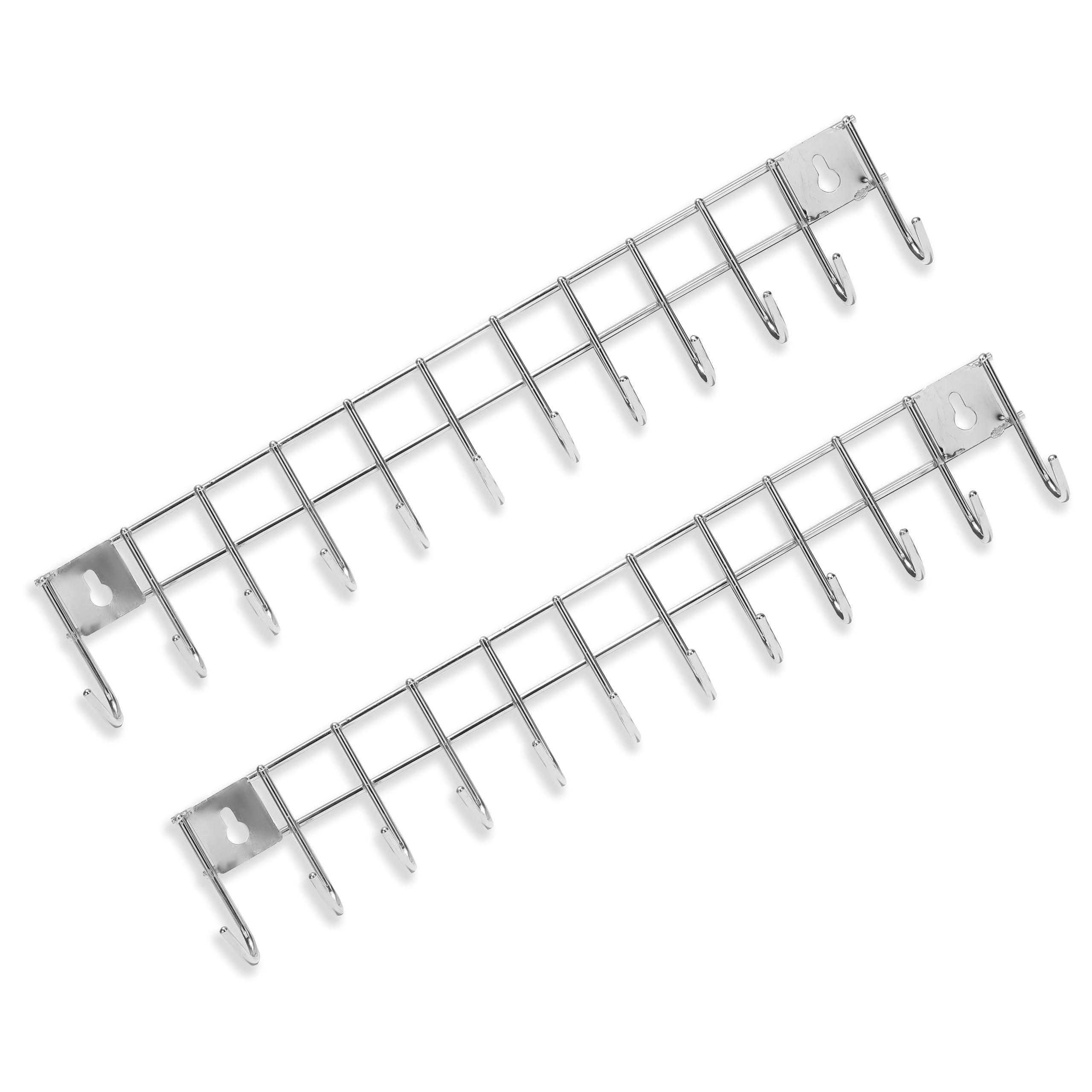AB99 COLLECTION Stainless Steel Kitchen Wall Hooks with 12 Hooks – Wall Mounted Stand, Hanging Rail for Spoons, Pans, Ladles & Cooking Tools | Bathroom Hanger, Kitchen Tools Hanging (2 Pcs)