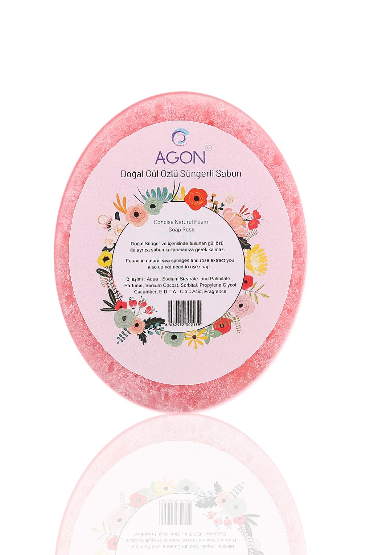 Agon Doğal El Yapımı Gül Özlü Sabunlu Vücut Duş Süngeri 125 gr
