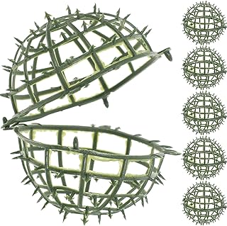 GANAZONO 6 Pcs Artificial Plant Topiary Ball Support Cage Plastic Plant Trelli Faux Green Ball Frame Rack Flower Shelf Holder for Garden Home Decor Green 10cm