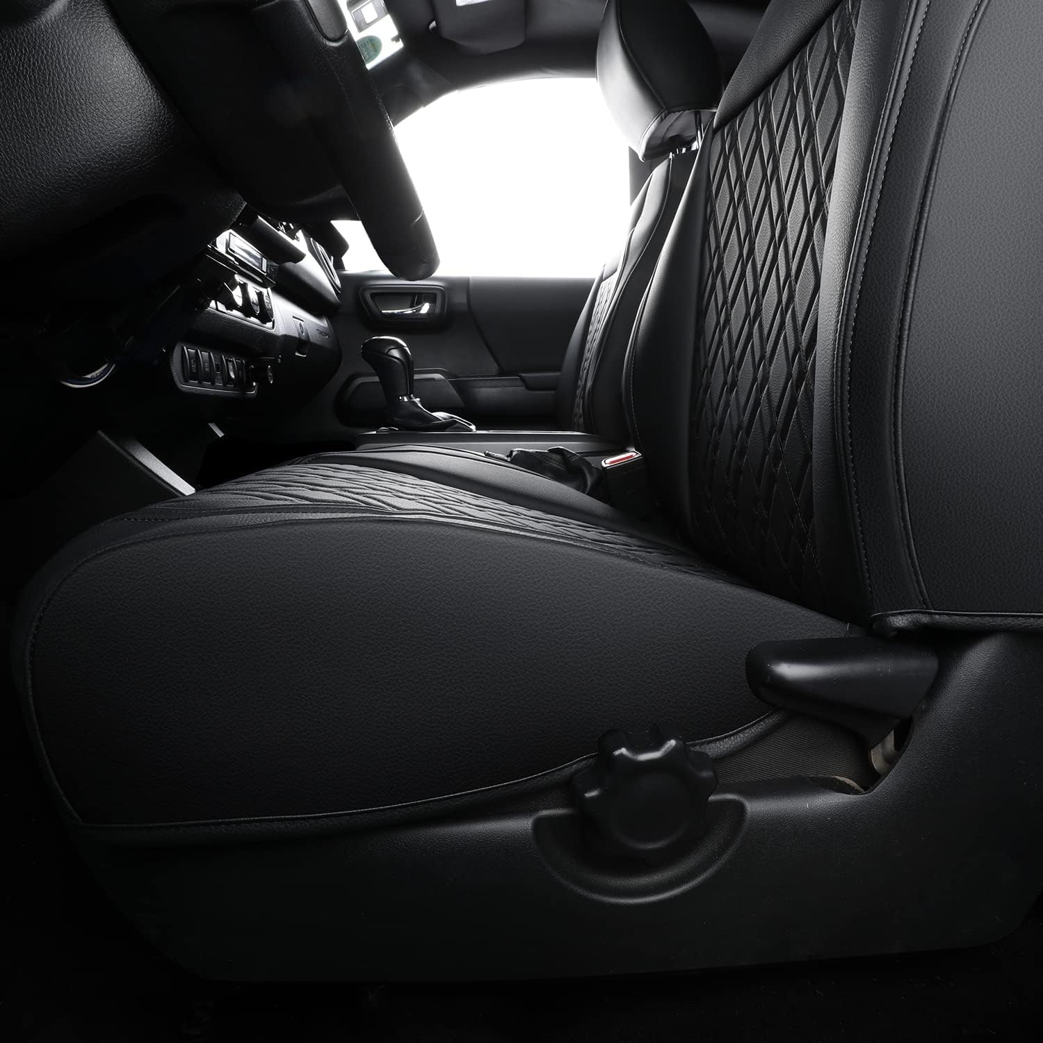 LUCKYMAN CLUB Tacoma Seat Covers, Fit for 2024-2026 Tacoma Crew Double Cab with Water Proof Faux Leather (Full Set, Black)