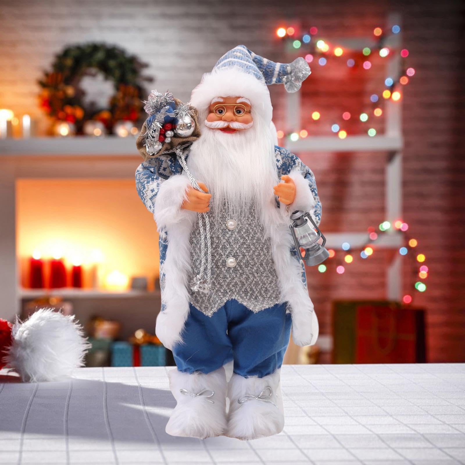 Amagogo Weihnachtspuppe, Weihnachtsmann-Figur, Weihnachtsmann, Weihnachtsmann-Figur, 60 cm/23 Zoll hoch, für die Dekoration des Weihnachtszimmers und des Kamins