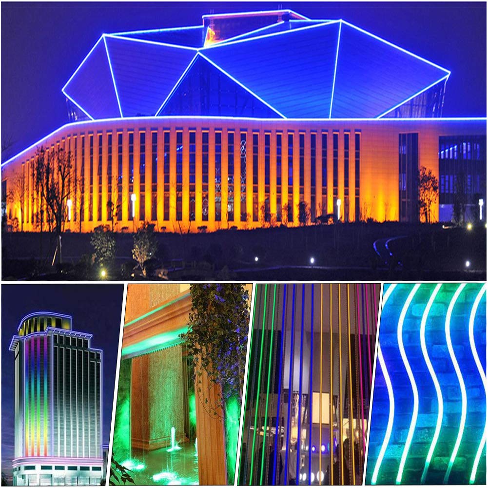 XUNATA 14m Luce al Neon Flessibile Striscia LED RGB 220V con Telecomando 24 tasti, Kit Luce 5050 Trasformatore Impermeabile 1500W