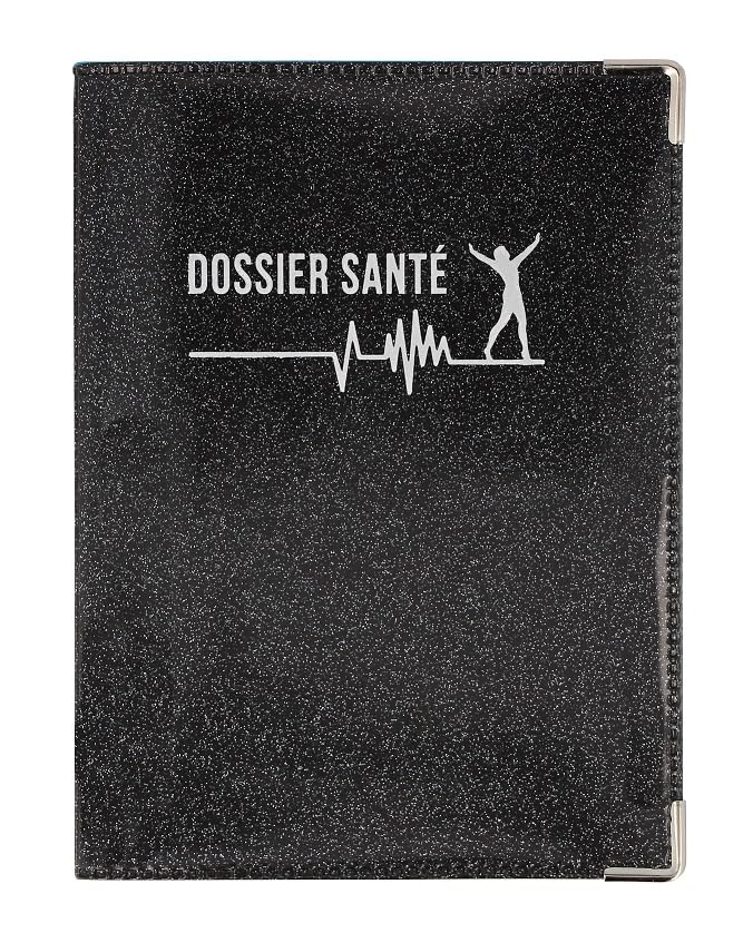 Porte Ordonnance Gris Scintillant Fabrication Française Etui Carte Vitale mutuelle Dossier santé Feuilles Maladies
