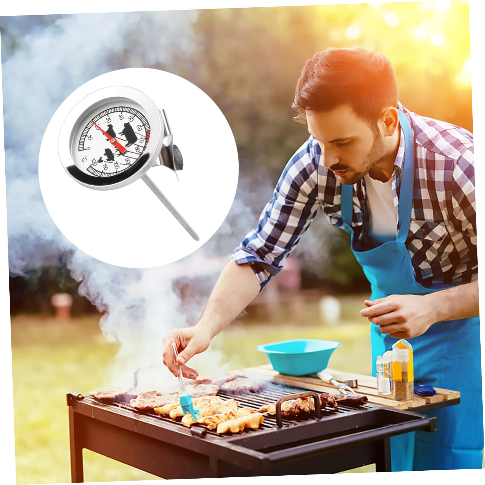 3 Piezas Termómetro Bimetálico Parrilla De Comida Cocina Parrillas Para Asar Carne Termómetro De Carne a La Parrilla Termómetro Para Carne Termómetro Wifi Acero Inoxidable MAGICLULU