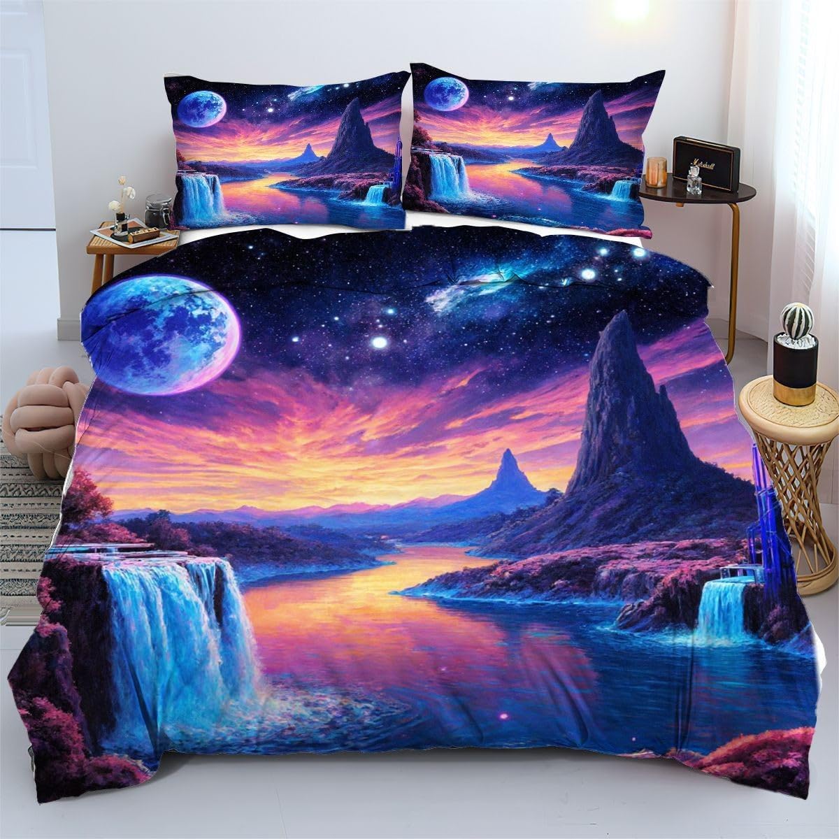 Linge de lit 220x240 cm étoiles colorées ensemble literie confortable