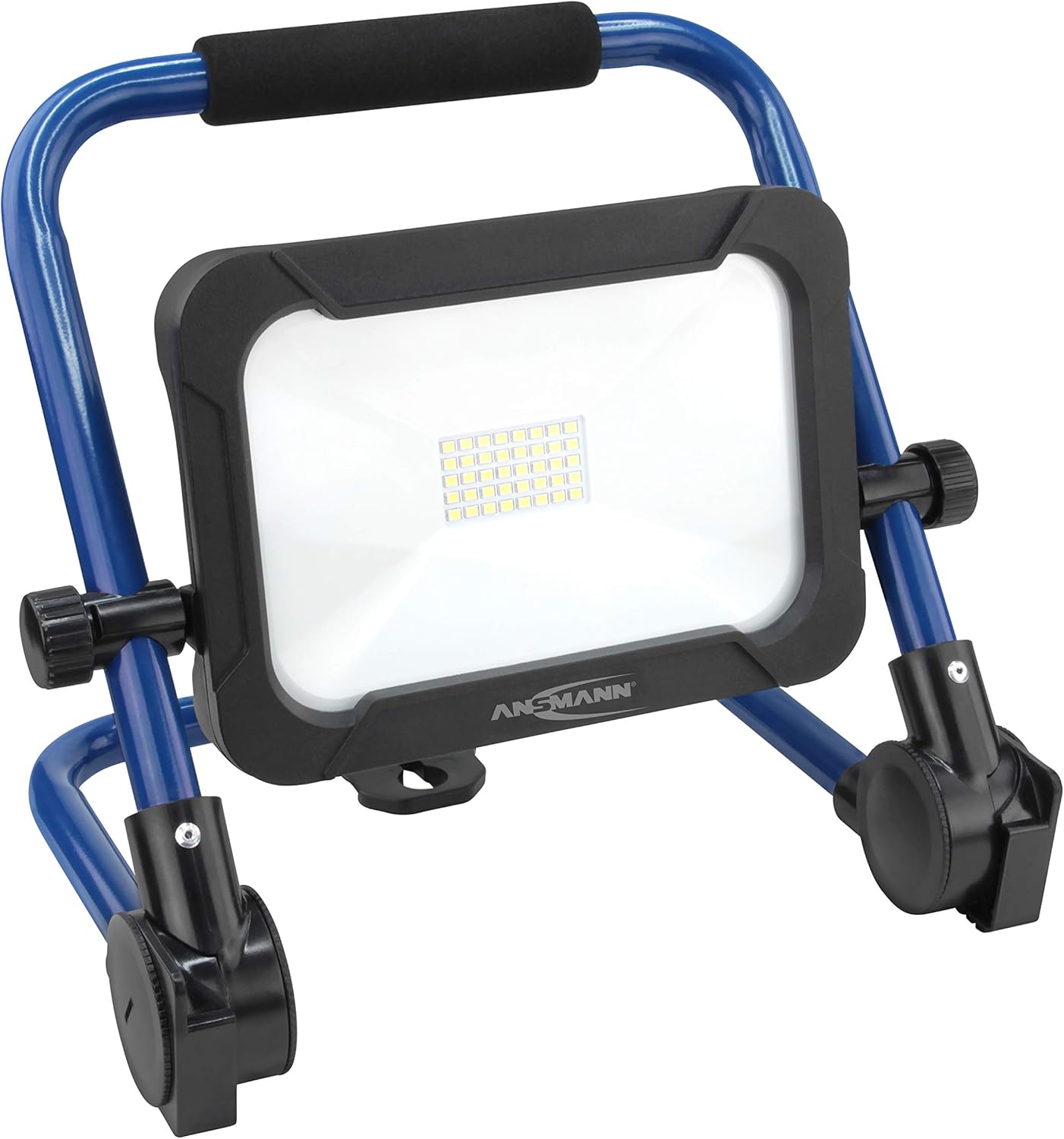 ANSMANN FL1600R 20W Cordless LED Work Light, front view, showing the blue frame and black light housing with LED array.