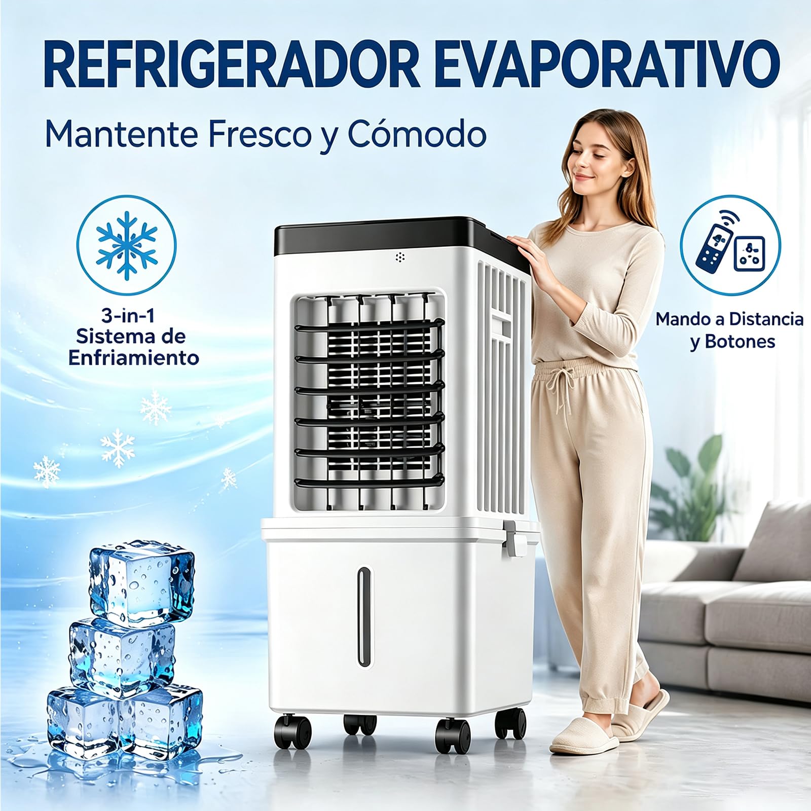 Aire Acondicionado Portatil sin Tubo Exterior, Aire acondicionado portatil | Silencioso para Dormitorio Y Oficina, Ruedas, 3 Velocidades con Temporizador De 7,5 Horas, para HabitacióN