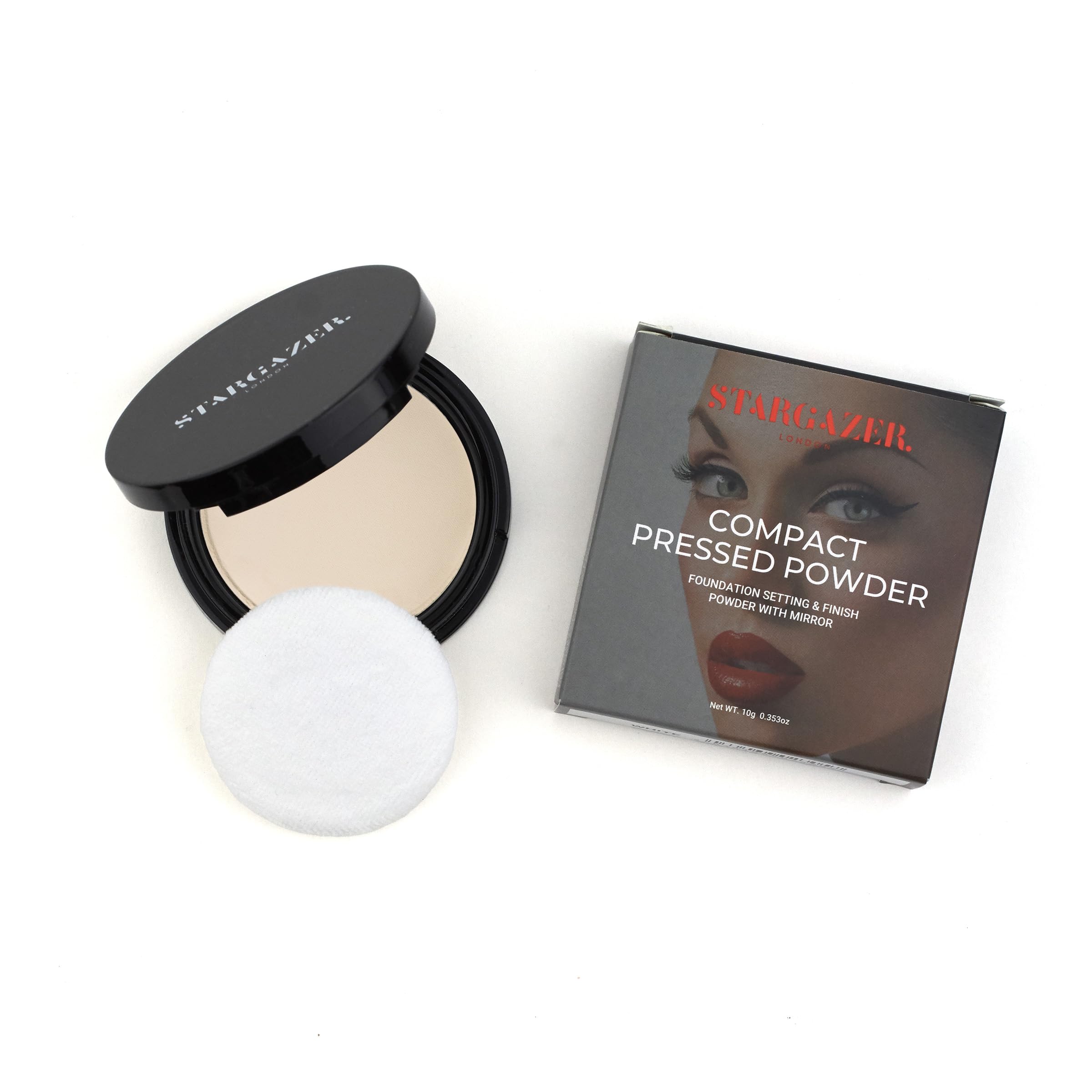 Pressed powder Translucent, pressed powder full cover foundation including mirror and puff applicator