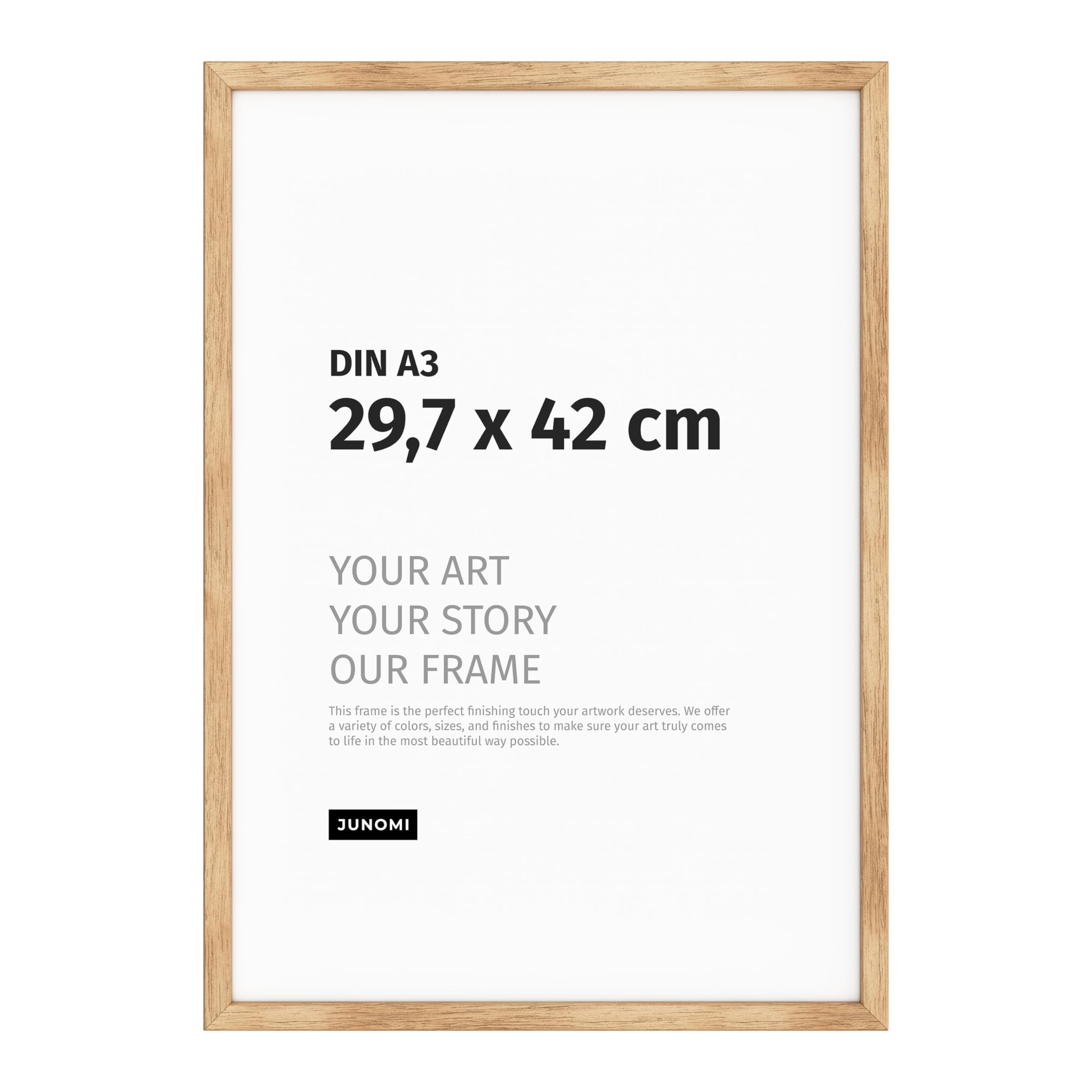 JUNOMI Premium Oak Picture Frame A3 (29.7 x 42 cm) - Real Oak Wood Frame with Shatterproof Acrylic Front, 29.7x42 cm / 1x - Image 2