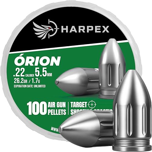 Harpex Orion .22 Cal Airgun Pellets – 26.2 Grain Heavy Design – 12 mm / .47 in Length – Maximum Impact & Knockdown Power – Premium Lead Pellets for