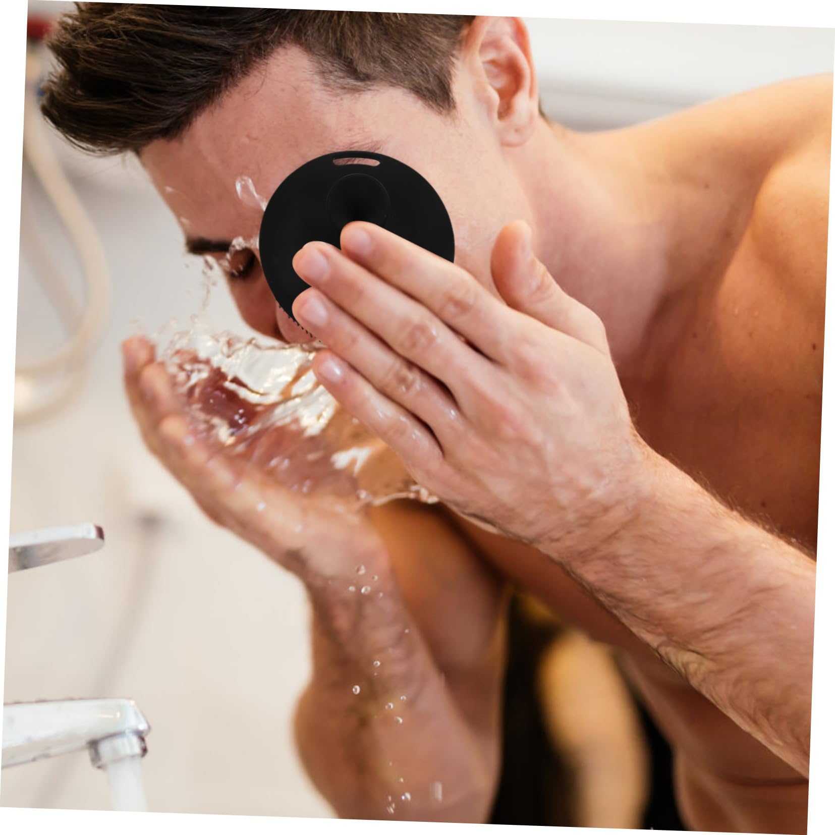 FOYTOKI Face Washing Brush Silicone Face Cleansing Brush Exfoliator Ergonomic Handle for Easy Use