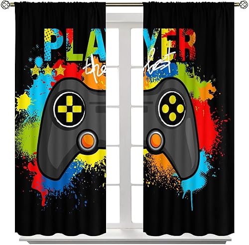Miniatura 4 de LIZIMI Cortinas opacas con estampado de consola de videojuegos, para niños, niñas, habitación de juegos, sala de juegos, 2 paneles de 42 pulgadas de
