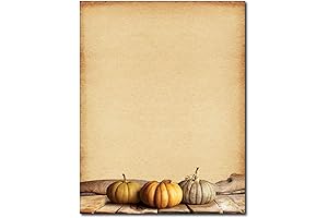 Fall Pumpkins Autumn Letterhead Paper - 80 Sheets - for Invitations, Flyers, Letters