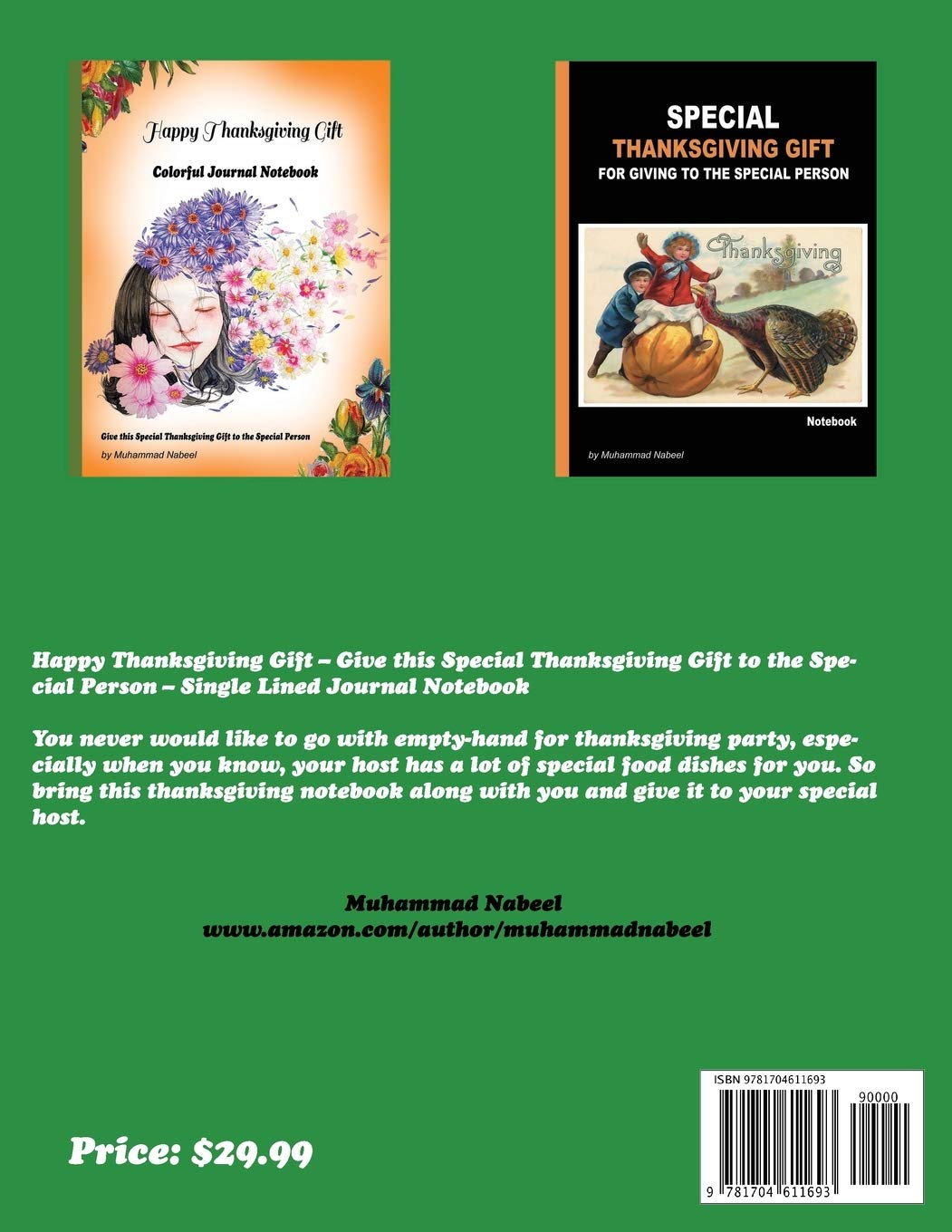 Happy Thanksgiving Journal – Perfect Gift for Giving to your Host on Thanksgiving Get-together: Wide Ruled Single Lined Notebook with Colored Papers ... Gift (Nabeel Journals and Notebooks)
