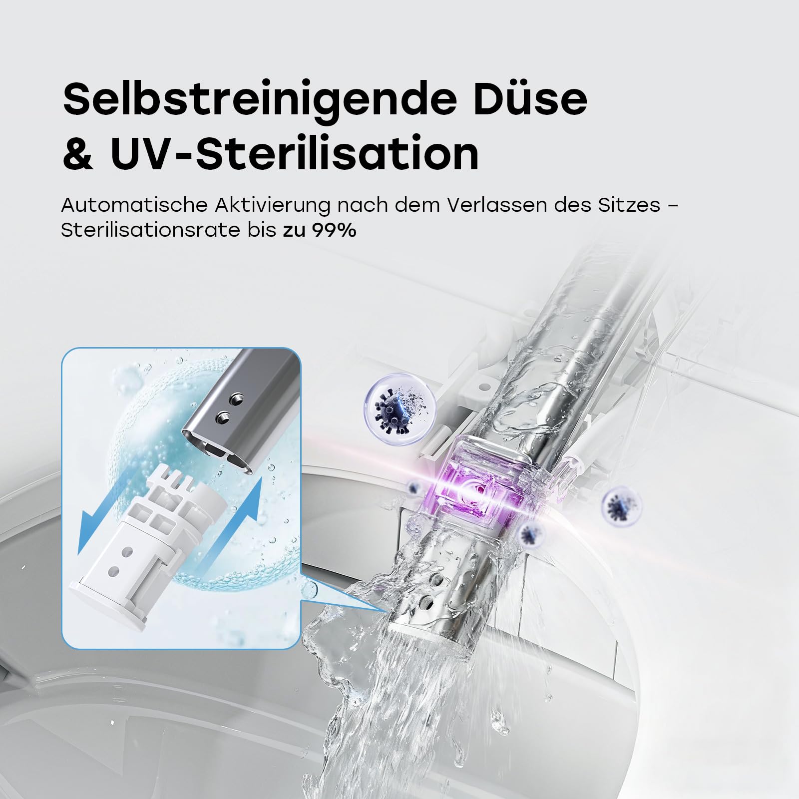 HOROW Dusch-WC Intelligente Wand WC Spülrandlos mit Mehrere Duschemodi Smart Toilette mit Beheizbare Klobrille Hänge WC mit Bidet Funktion Taharet WC mit UV-Sterilisation & Selbstreinigende Düse