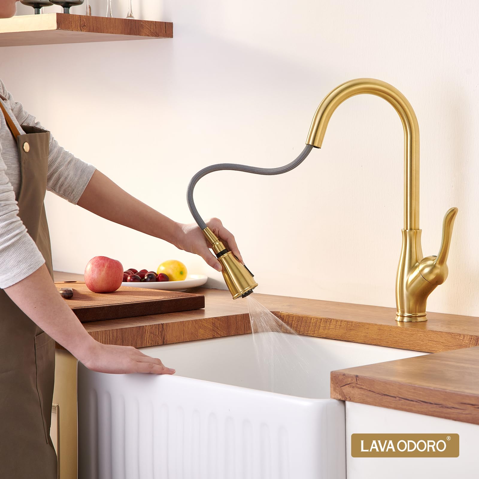 Lava Odoro Champagne Gold Kitchen Faucet With Pull
