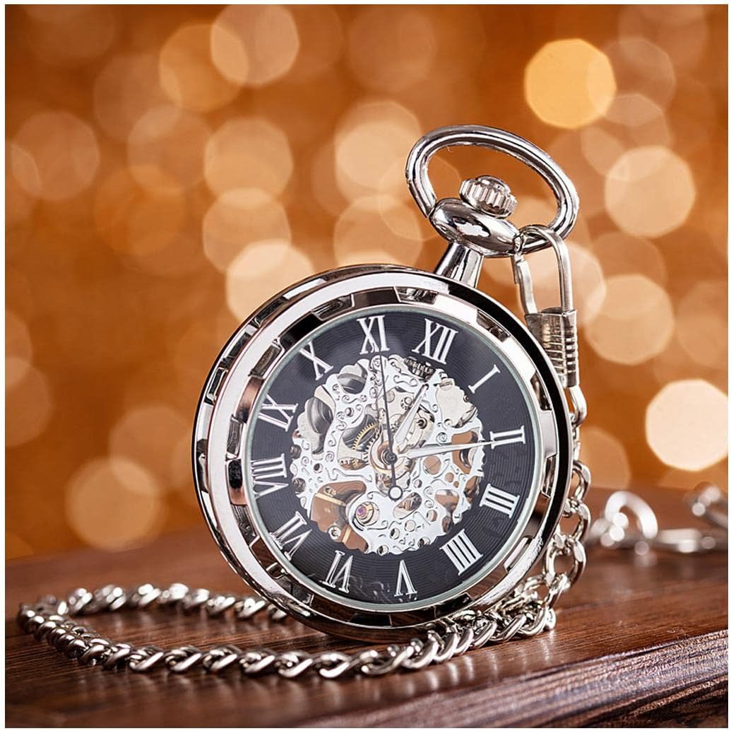 Vintage Pocket Pocket Watch Vintage Pocket Watch Openwork Without Cover Watch with Chain for Men Gift for Birthday Christmas Flip Pocket Watch