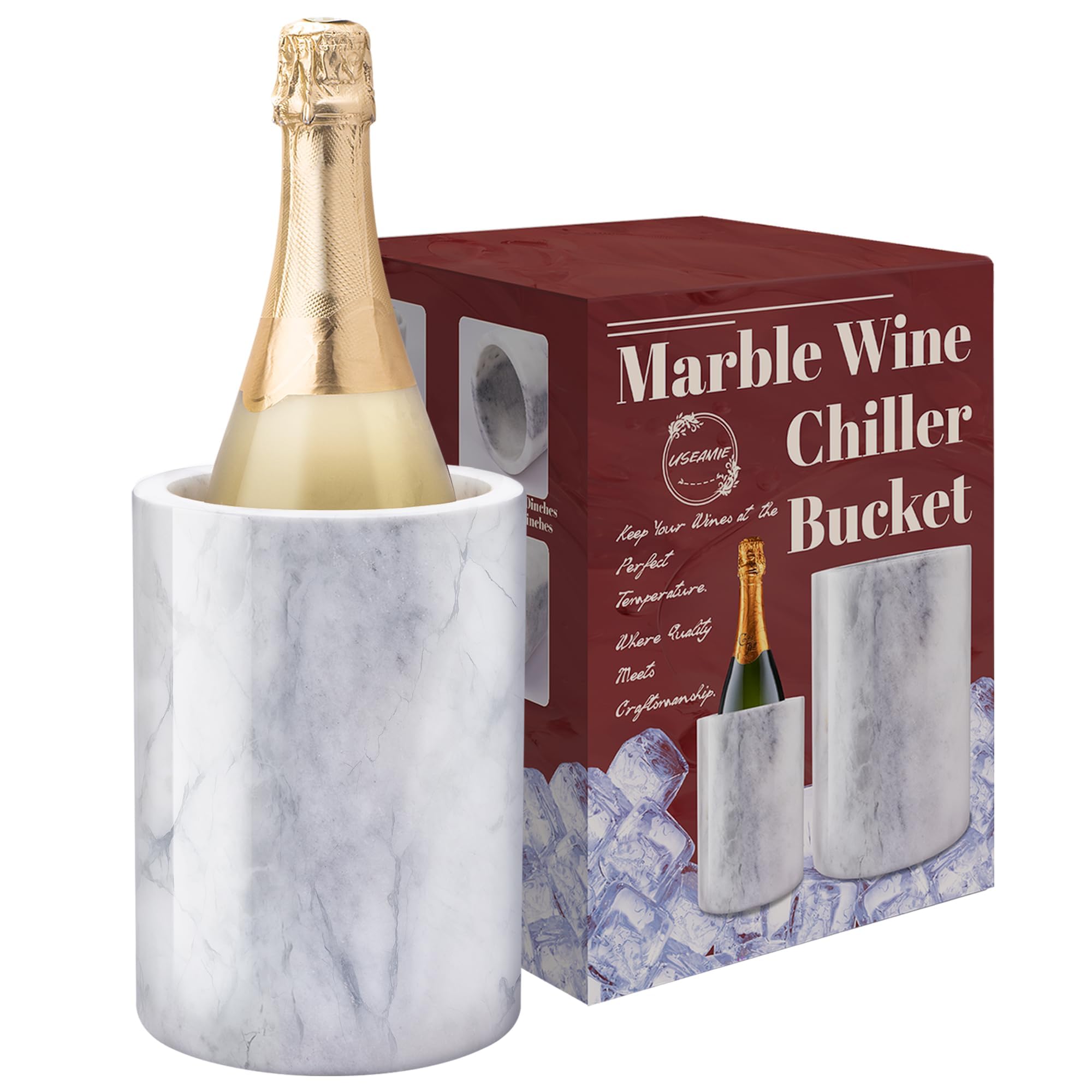 Outdoor Wine Cooler Bucket, Marble Wine and Champagne Chiller for Banquets and Dinners, Keeps Wine and Drinks Cold, Ideal Gift for Wine Lovers