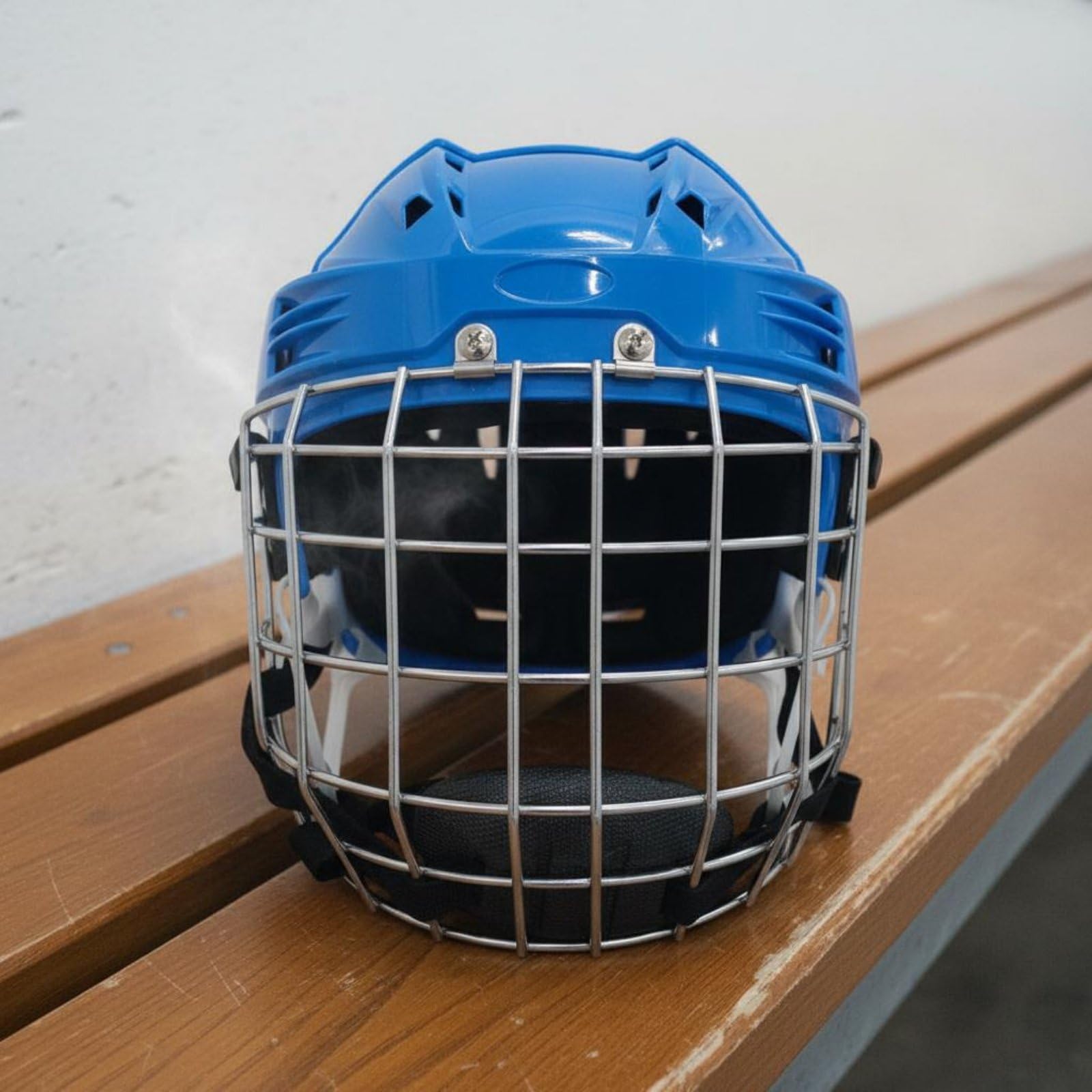 Casco da Hockey con Griglia Massima Protezione Casco con Griglia in Acciaio Regolabile Attrezzatura Sportiva per Ragazzi