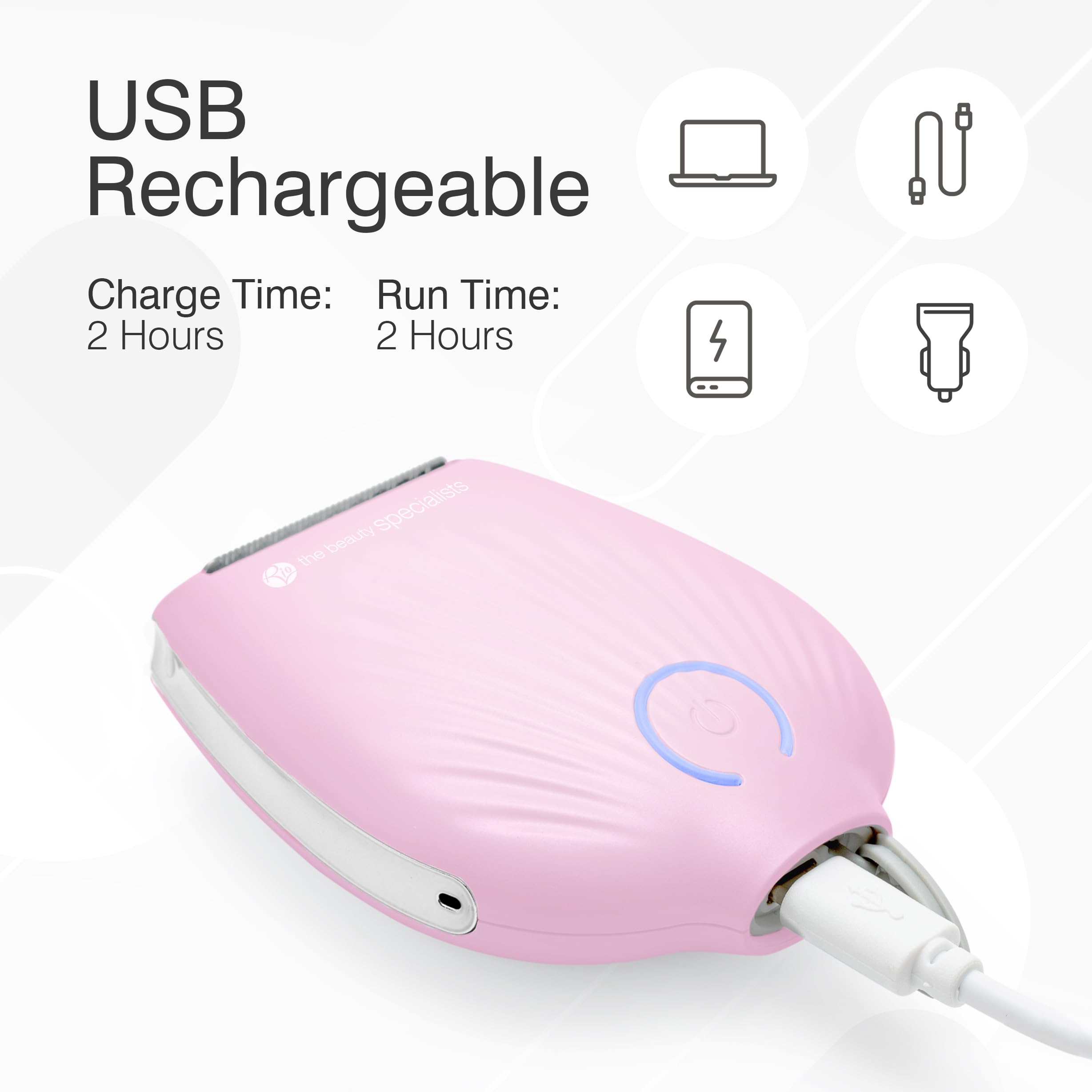 Rio Go Smooth Lady Shaver for Women, Bikini Trimmer, IXP4 Wet and Dry, Pubic Hair Trimmer, Body Legs & Underarm, Rechargeable, 3D Floating Foil Head - Pink - Image 4