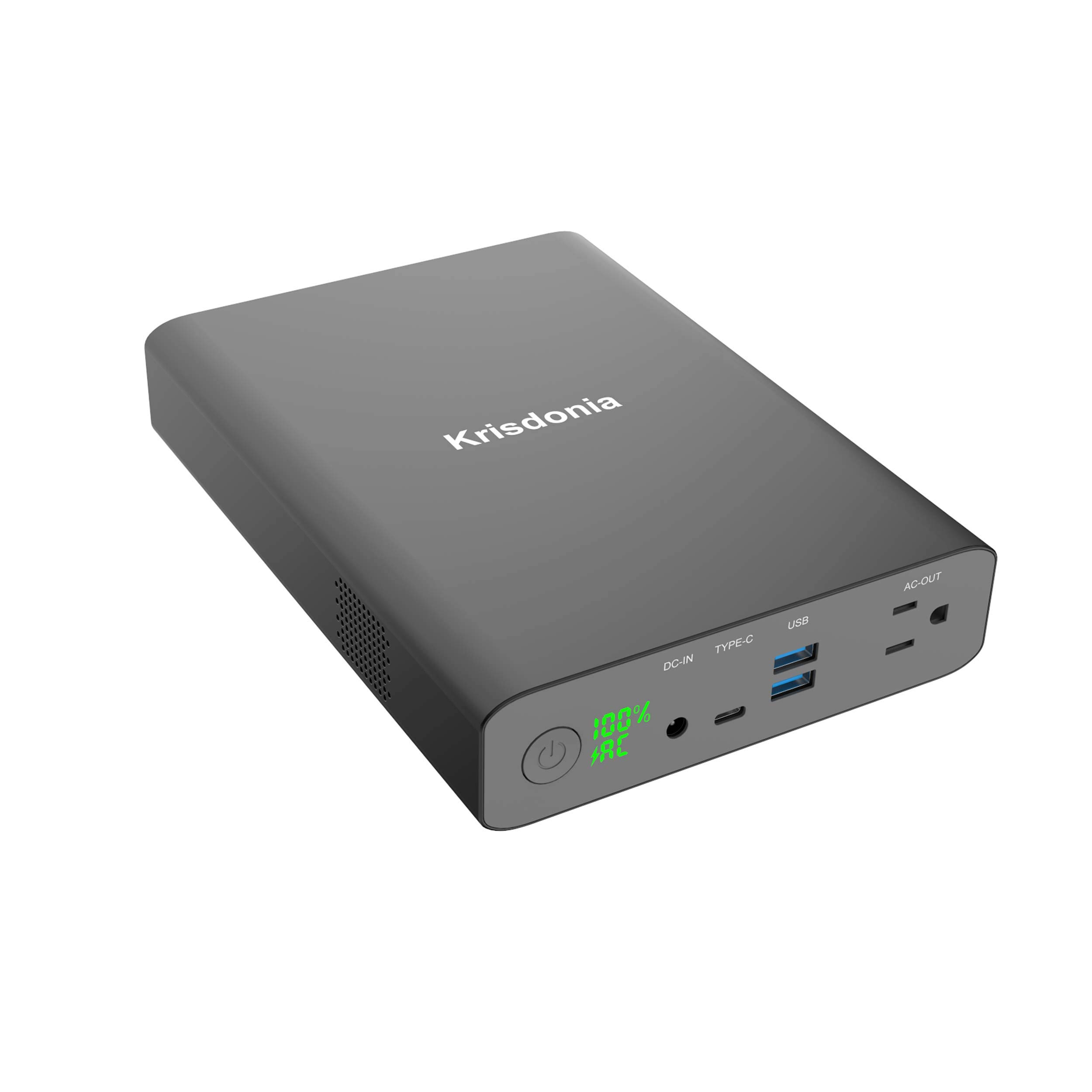 Krisdonia AC Outlet Portable Charger 60000mAh 110V/130W Laptop Power