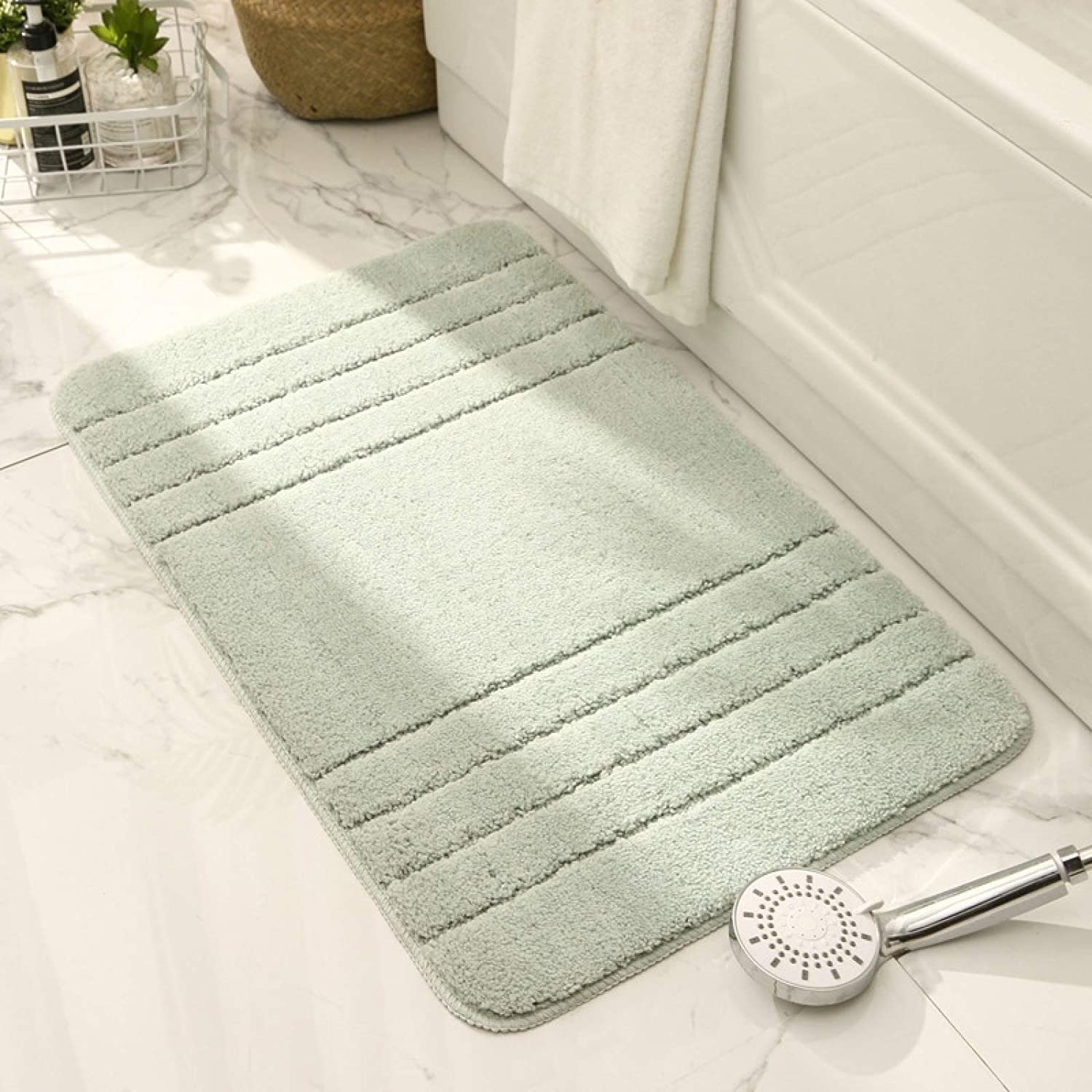 Alfombrilla de baño, alfombra de baño antideslizante, alfombrilla de baño gris, alfombrilla de pie gruesa for el hogar, alfombrilla antideslizante de absorción de baño, alfombrilla de suelo, lavable a