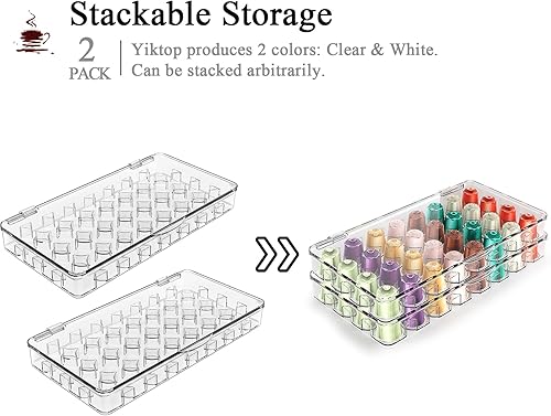 Miniatura 5 de Yiktop K - Portavasos para mostrador, 64 soportes organizadores de cápsulas de café, paquete de 2, transparente