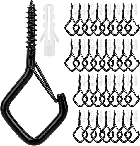 Miniatura 19 de 10 ganchos de techo – Ganchos de pared resistentes para colgar luces, plantas y más – Ganchos de metal blanco atornillados para garaje