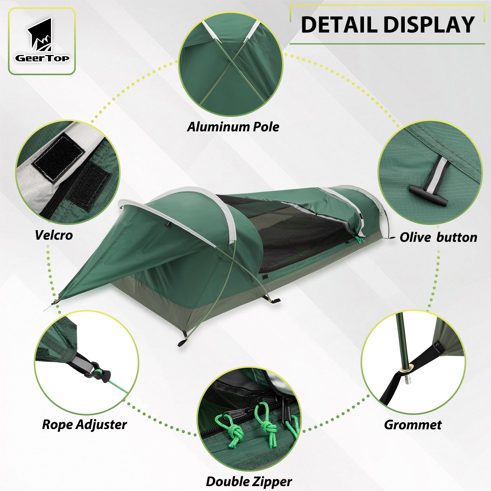 GEERTOP Solo Bivy Ultralekki, wodoodporny namiot dla 1 osoby, na kemping, wędrówki, polowanie, do survivalu, na zewnątrz, łatwy montaż