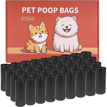 WinGluge Pack of 675 Dog Waste Bags Extra Thick and Leak-Proof Dog Bags Dog Bags 45 Rolls Dog Waste Collector Black 30 x 22.5 cm