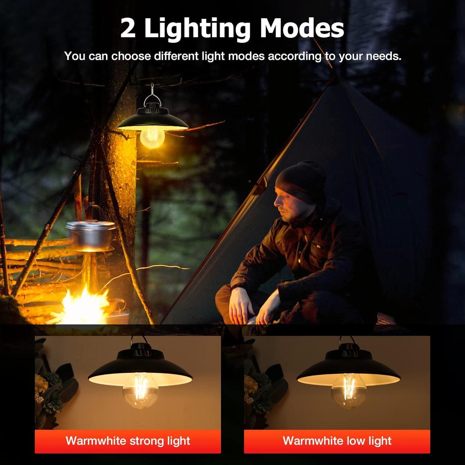 Yizhet Linterna Camping Recargable, Lámpara Camping Retro, 2 Modos, Blanco Cálido, Portátil con Gancho, Luz para Tienda de Campaña para Senderismo, Acampada, Emergencia, Apagones