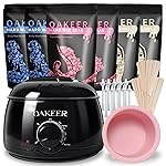 Oakeer Waxing Kit for Women Men, Wax Pot Machine, Wax Warmer for Hair Removal At Home With 6 Bags Beans, Body Waxing For Eyebrows Nose Cheeks Arms Bikinis Legs